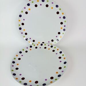 Pampered Chef Polka Dot Dinner Plates Set of 2 Simple Additions